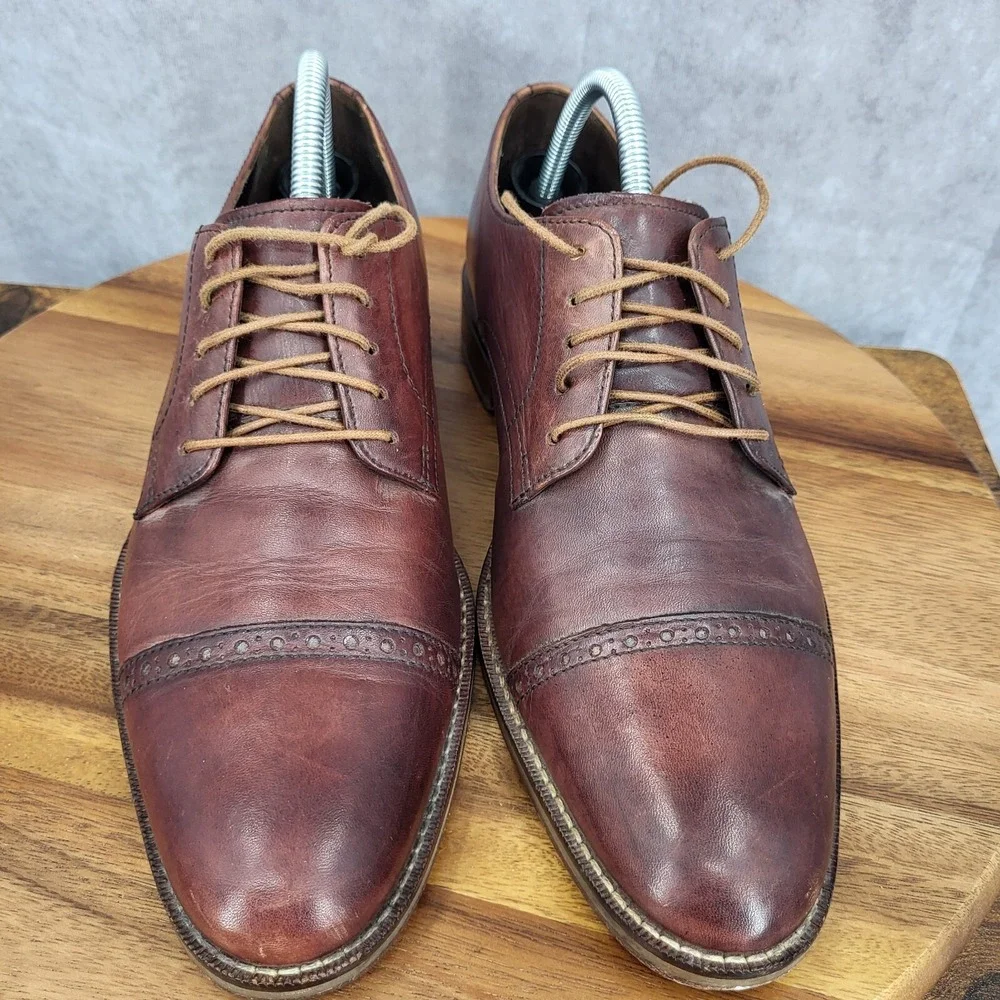 Cole Haan Air Oxford Shoes Mens 8 M Brown Leather‎ Jefferson Cap Toe Dress Shoes